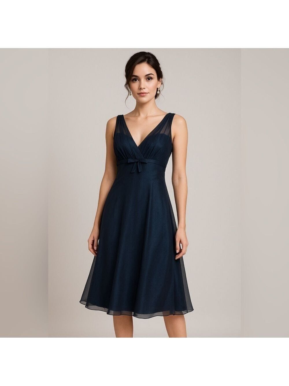 Jessica Iridescent Navy Chiffon Dress Size 2 Wedding Formal